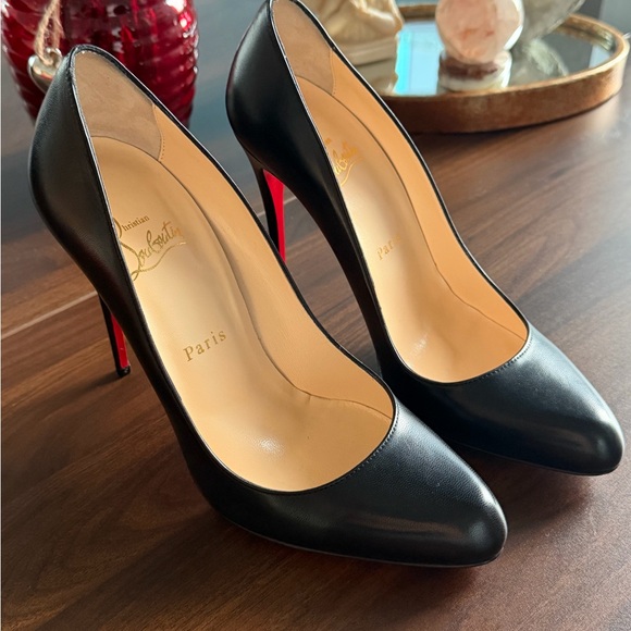 Christian Louboutin Shoes - Christian Louboutin Black Leather Pointed Pumps with Red Soles